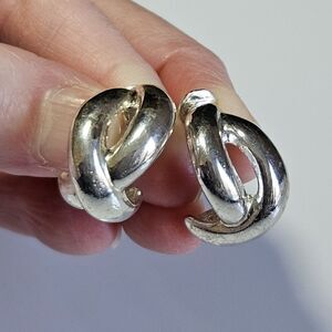 TJG The Jewelry Group Vintage Silver Tone Clip On Abstract Swirl Earrings